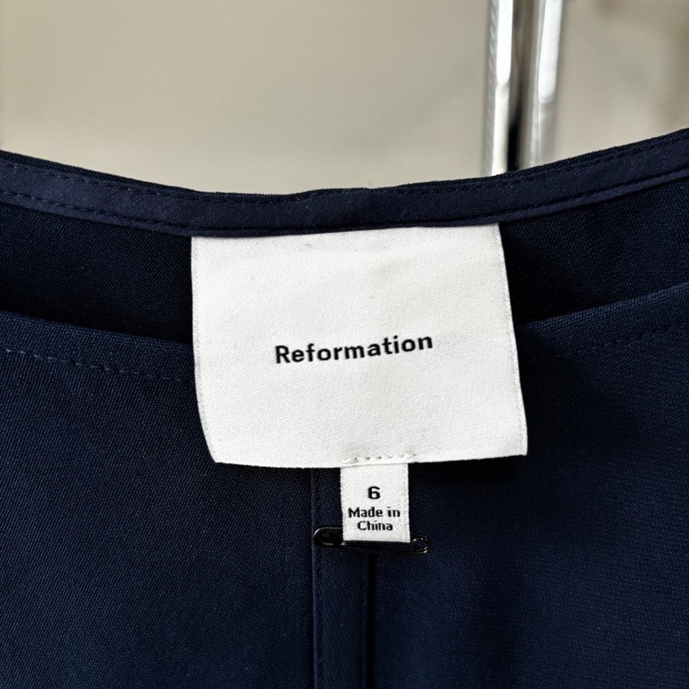 Reformation Navy Sleeveless Pleated Midi Dress - Picture 4 of 6